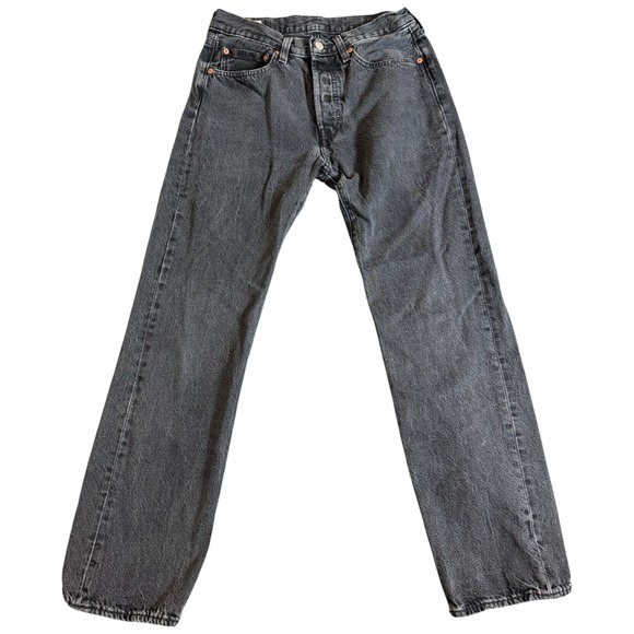 Levis Premium 501 Jeans Mens 31x32 Straight Black Denim Button Fly Big E Classic - Picture 1 of 3